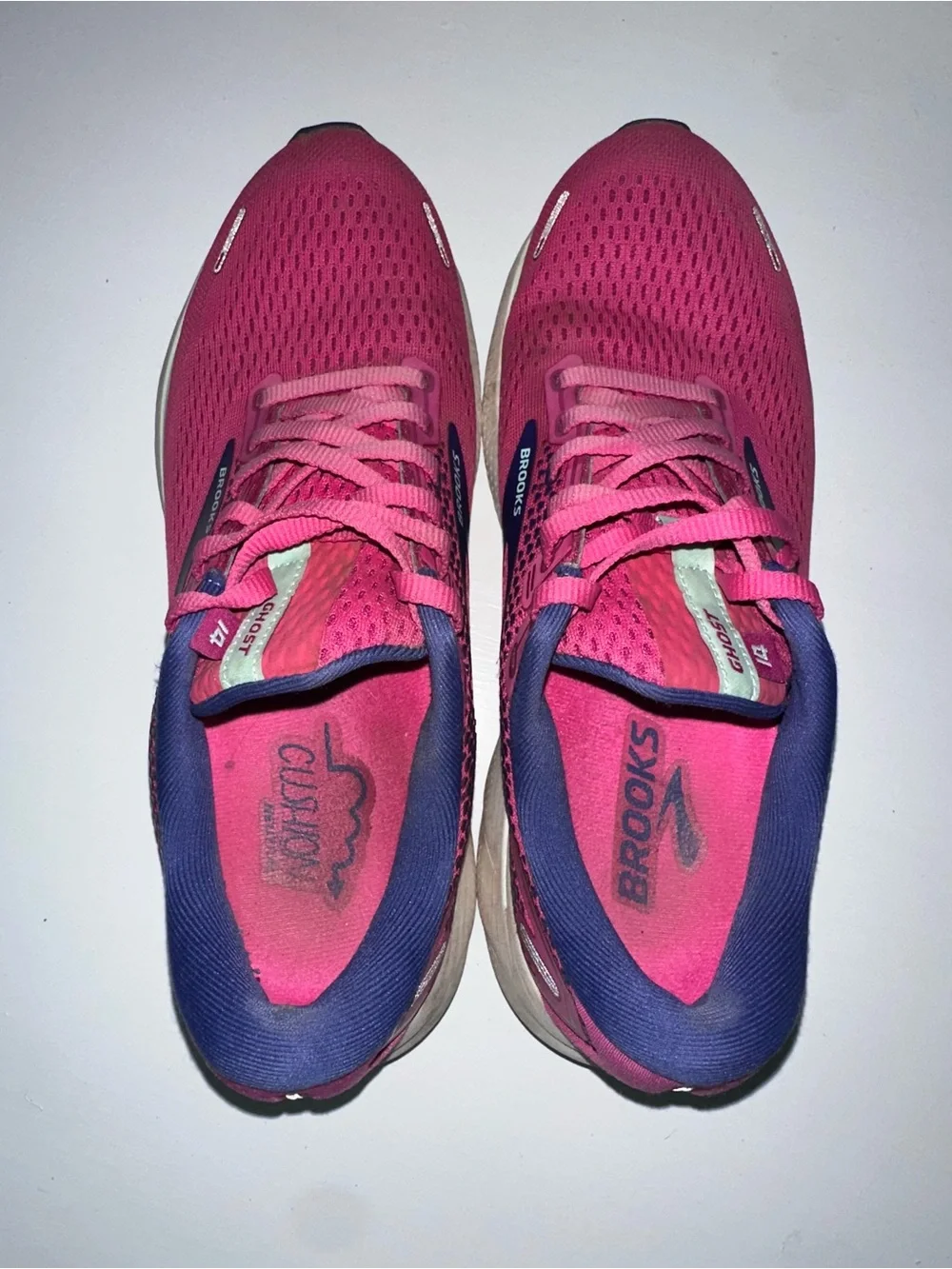 Brooks‎ Ghost 14 Women's Pink Navy Mesh Running Shoes Low Top 120356-1B-612
